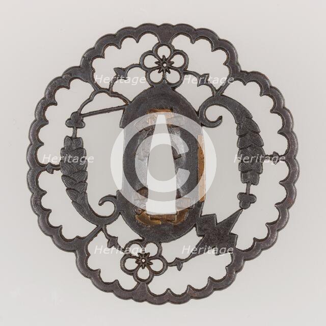 Sword Guard (Tsuba), Japanese, late 16th century. Creator: Kyosukashi School.