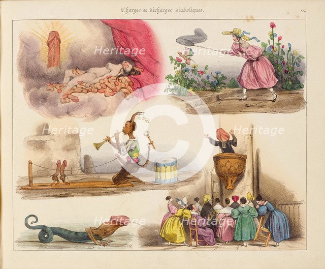 Illustration from the Series Charges et Décharges diaboliques, 1830.