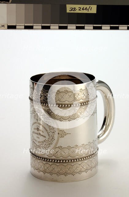 Daily Telegraph Welsh Miners' Fund, silver tankard, 1877. Creator: Unknown.