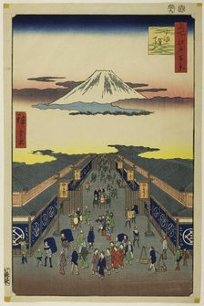 Surugacho, from the series "One Hundred Famous Views of Edo (Meisho Edo hyakkei)", 1856. Creator: Ando Hiroshige.