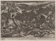 Plate 18: Saul's Suicide after His Defeat by the Philistines, from 'The Battl..., ca. 1590-ca. 1610. Creator: Antonio Tempesta.