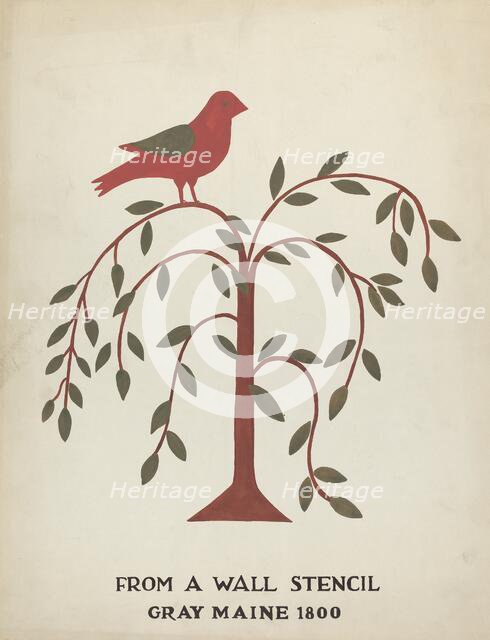Design from Gray, Maine 1800 (no. 1): From Proposed Portfolio "Maine Wall Stencils", 1935/1942. Creator: Mildred E Bent.