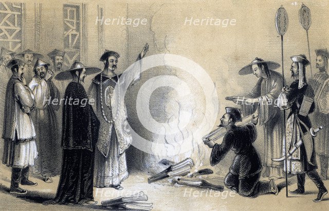 Burning of the Chinese books, 3rd century BC, (1847). Artist: JW Giles