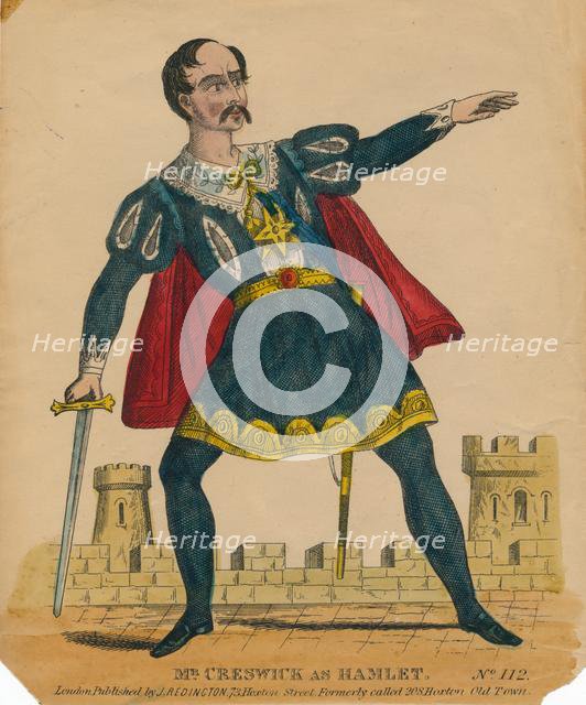 'Mr. Creswick as Hamlet', 1849. Creator: Unknown.