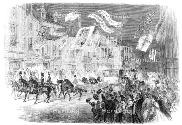 Visit of the Prince of Wales to Clumber: His Royal Highness passing through Worksop, 1861. Creator: Unknown.