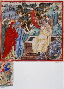 Leaf Fragment with Three Marys at the Tomb, c1350. Creator: Unknown