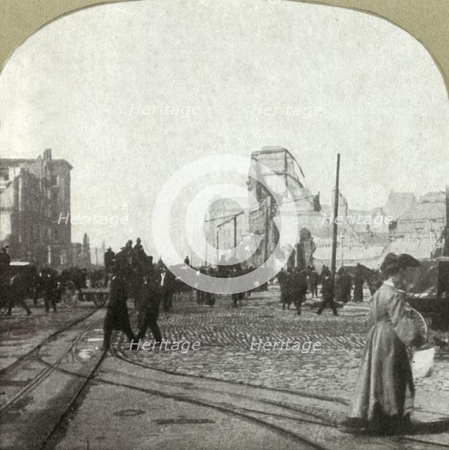 'Market St. from ferry depot - Chronicle and Call buildings in distance', 1906. Creator: Unknown.