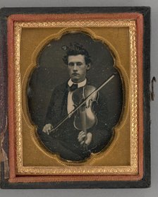 Untitled (Portrait of a Man Holding a Violin), 1858. Creator: Unknown.