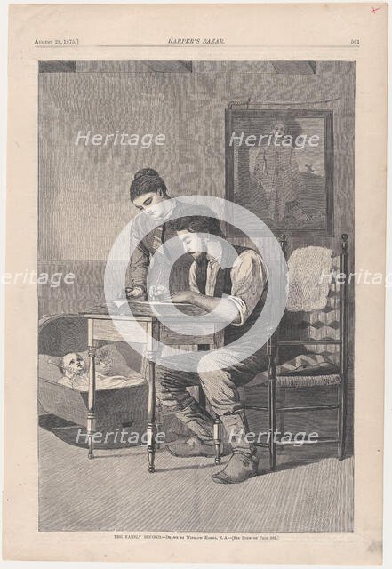 The Family Record (Harper's Bazar, Vol. VIII), August 28, 1875. Creator: Unknown.