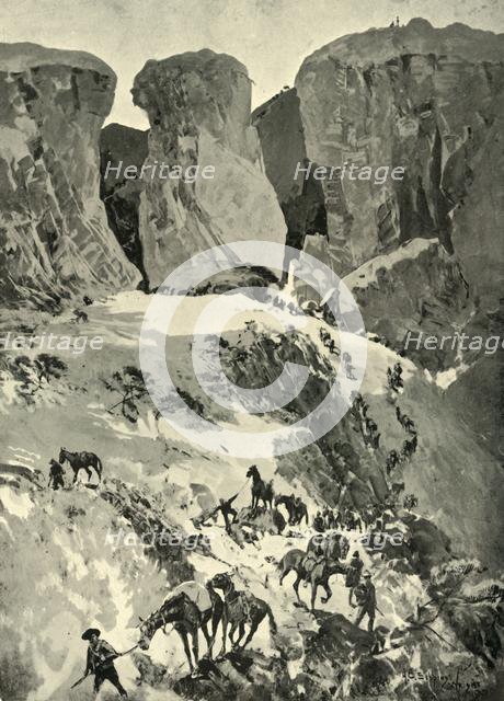 'Prinsloo's Commando Retreating to the Brandwater Basin after the Fight at Retief's Nek', 1901. Creator: MFR.