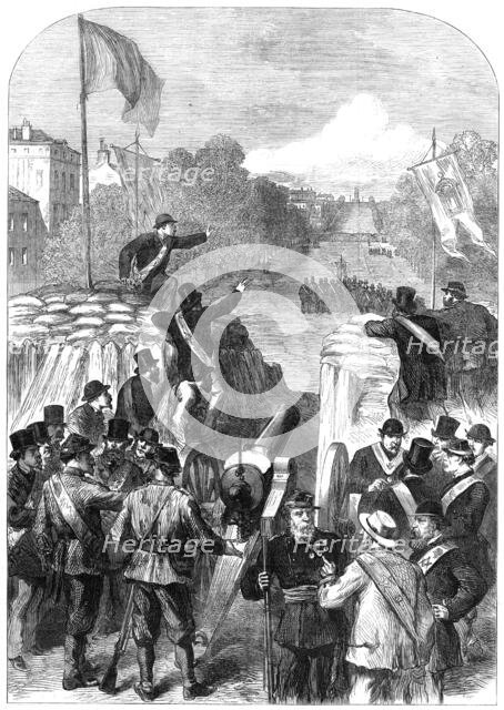 The French Siege of Paris: Masonic Deputation to Versailles going out at the Porte Maillot, 1871. Creator: Unknown.