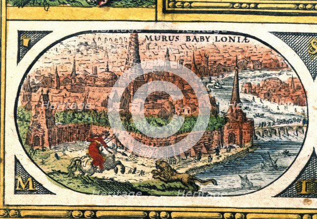 Babylon, colored engraving from the book 'Le Theatre du monde' or 'Nouvel Atlas', 1645, created, …