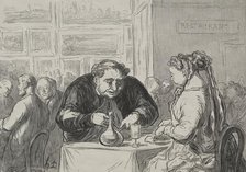 Exposition des beaux-arts: au buffet amour de lart et de la côtelette. Creator: Honoré Daumier (French, 1808-1879).