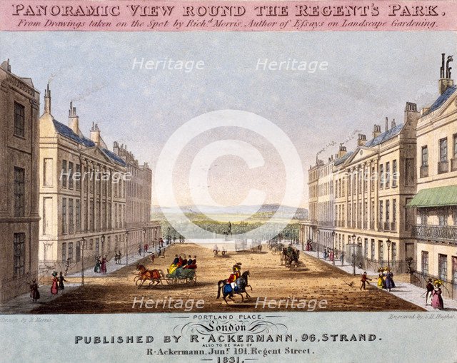 Portland Place, Marylebone, London, 1831. Artist: SH Hughes