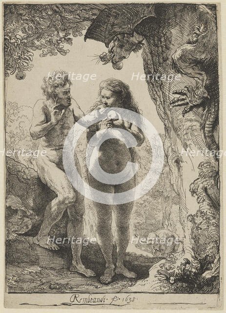 Adam and Eve in Paradise, 1638. Creator: Rembrandt Harmensz van Rijn.