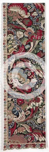 Left Half of a Pair of Needlework Bed Hangings in the Bizarre style, 1710-1720. Creator: Unknown.