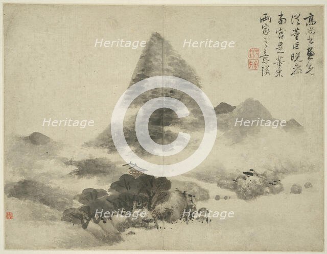 Landscape in the Style of Ancient Masters: after Gao Shangshu, following Dong Yuan (active..., 1642. Creator: Unknown.