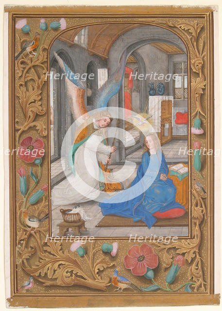 Manuscript Leaf with the Annunciation, from a Book of Hours, ca. 1500-1525. Creator: Unknown.