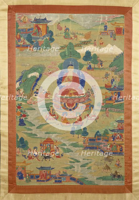 Buddha Shakyamuni with "Jataka" Tales, late 17th-early 18th century. Creator: Unknown.