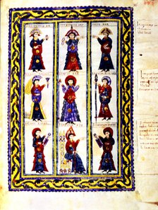Iluminated page of the Codex Emilianense with kings Recesvinto, Knindesvinto, Egica, Urraca and S…