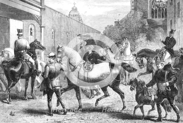 Arrivals for the Horse Show at the Agricultural Hall, Islington, 1865. Creator: Unknown.