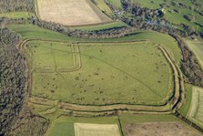 Hod Hill, the earthwork remains of an Iron Age hillfort and a Roman fort, Dorset, 2025. Creator: Damian Grady.