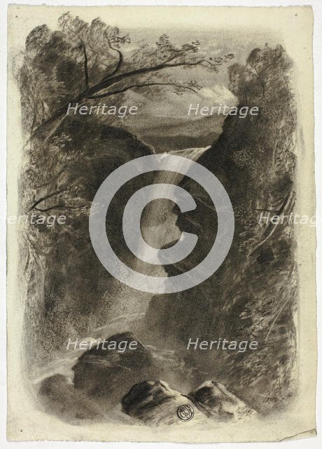 Mountain Waterfall, c. 1855. Creator: Elizabeth Murray.