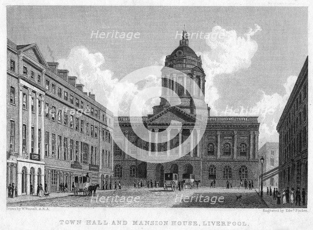 Town Hall and Mansion House, Liverpool, 19th century.Artist: William Westall
