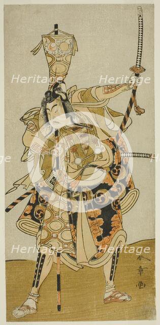 The Actor Ichikawa Raizo II as Murakami Hikoshiro Yoshiteru in the Play Oyoroi Ebido..., c. 1772. Creator: Shunsho.