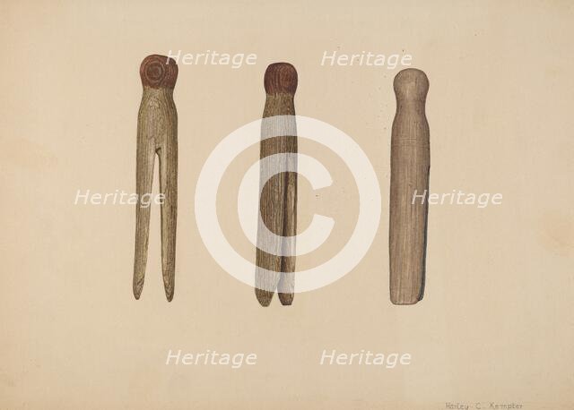Clothes Pins, c. 1939. Creator: Harley Kempter.