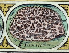 Damascus, colored engraving from the book 'Le Theatre du monde' or 'Nouvel Atlas', 1645, created,…