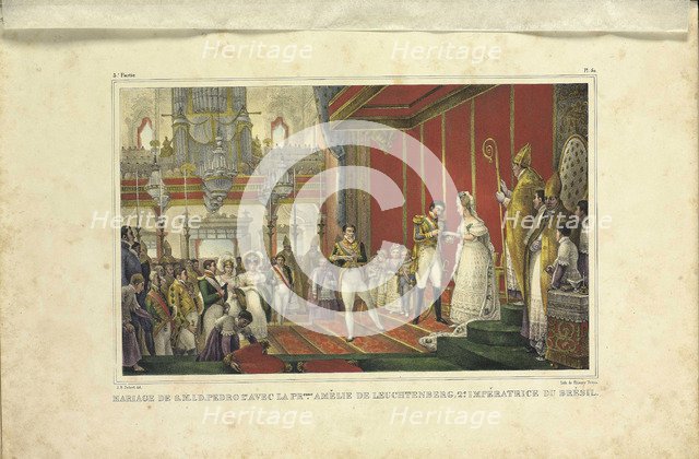 The Marriage of Amélie of Leuchtenberg and Emperor Pedro I of Brazil, 1829. Artist: Debret, Jean-Baptiste (1768-1848)