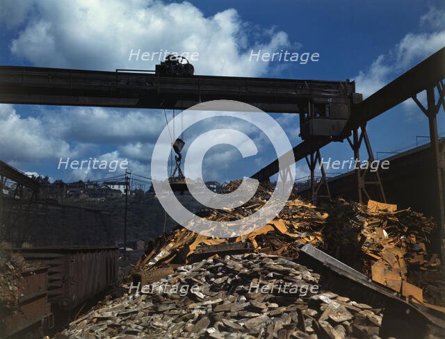 Back into production go these carloads..., Allegheny Ludlum Steele Corp., Brackenridge, Pa., (1941?) Creator: Alfred T Palmer.