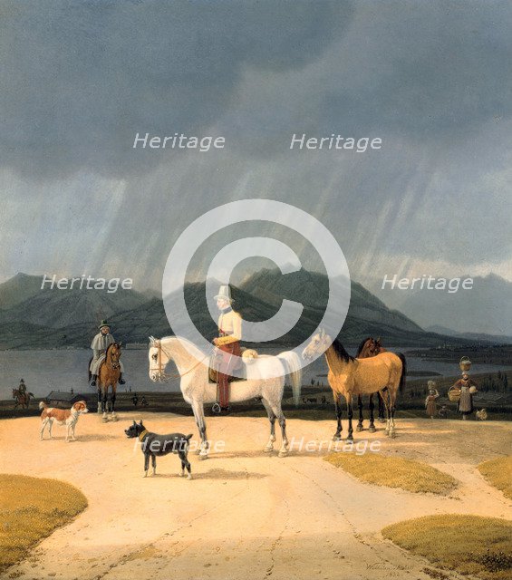 Riders at the Tegernsee, 1832. Artist: Kobell, Wilhelm, Ritter von (1766-1853)