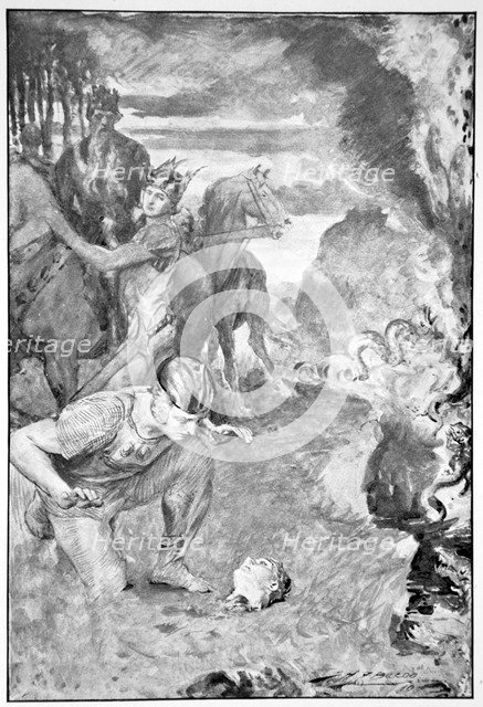 'Beowulf finds the head of Aschere', 1910.  Artist: John Henry Frederick Bacon