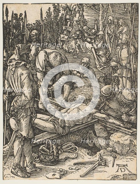 Christ Nailed to the Cross, from The Small Passion, ca. 1509. Creator: Albrecht Durer.