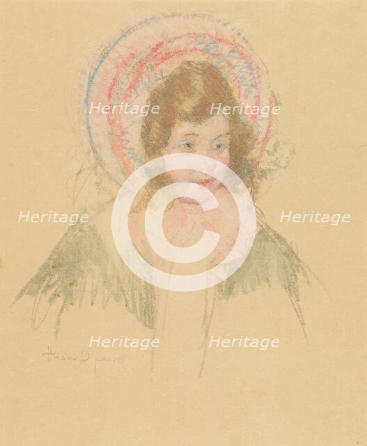 Sara Wearing a Bonnet and Coat, c. 1904/1906. Creator: Mary Cassatt.