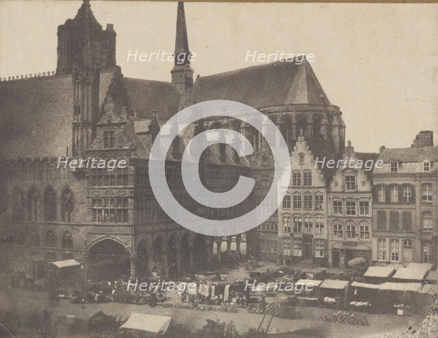 Place du Marché à Ypres, ca. 1851. Creator: Possibly by Louis-Désiré Blanquart-évrard.