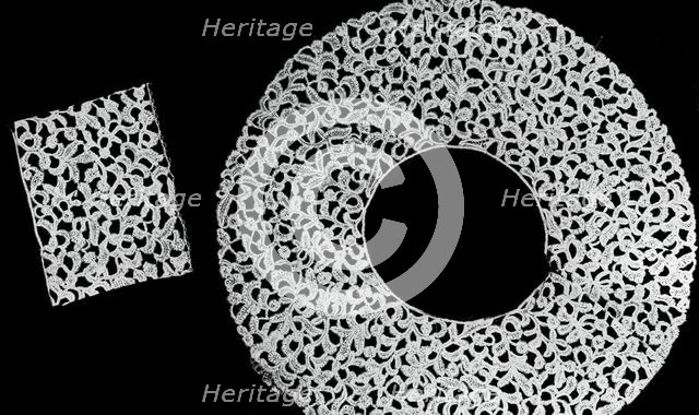 Bertha and Two Cuffs (Made from a Border), Italy, 1895/1905. Creator: Unknown.