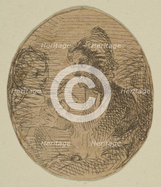 Old Woman and Child in Oval (from Sketches on the Coast Survey Plate), 1854-55. Creator: James Abbott McNeill Whistler.
