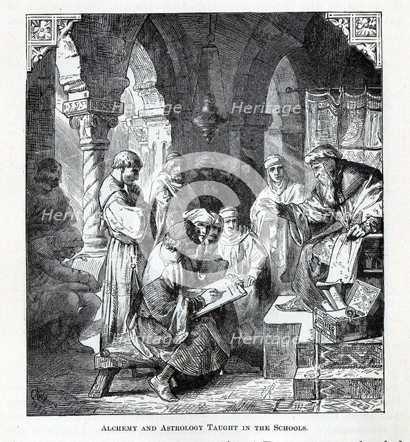 Alchemy and Astrology Taught in the Schools, 1882. Artist: Anonymous  