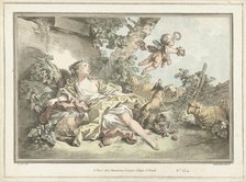 Shepherdess with flying Cupid, 1760-1802. Creator: Gilles-Antoine Demarteau.