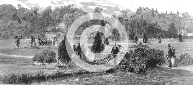 ''Visit of the Prince of Wales to Bournemouth; view in the Public Gardens', 1890. Creator: Unknown.