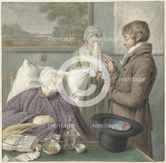 Doctor visits a sick old woman in bed, 1771-1816. Creators: Wybrand Hendriks, Hendrik Schwegman.