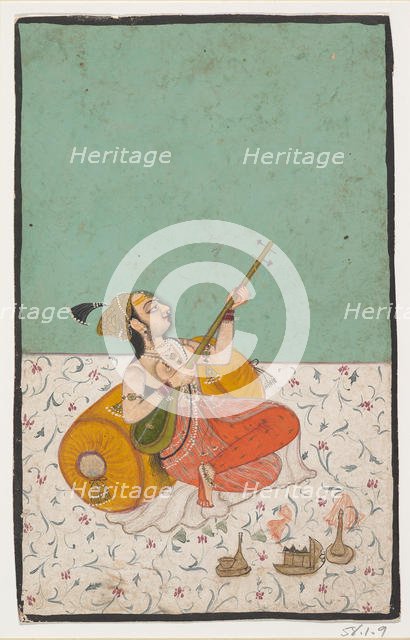 Lady Musician Playing a Sitar, ca. 1800. Creator: Unknown.