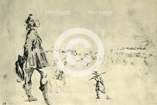 Standing male figure, 1633-1634, (1943). Creator: Stefano della Bella.