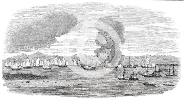 Destruction of Shap-'Ng-Tsai's Piratical Fleet, by the British, in the Gulf of Tonquin, 1850. Creator: Unknown.
