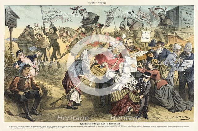 Cartoon from Puck, between 1880 and 1889. Creators: Joseph Keppler, Bernhard Gillam.