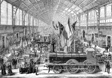 Paris Universal Exhibition in 1878, railway machinery room of English manufacture, Hall of the Ca…