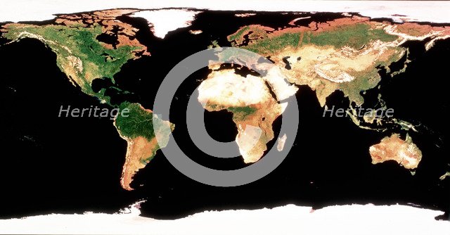 Photomosaic of Earth without cloud cover. Artist: Unknown
